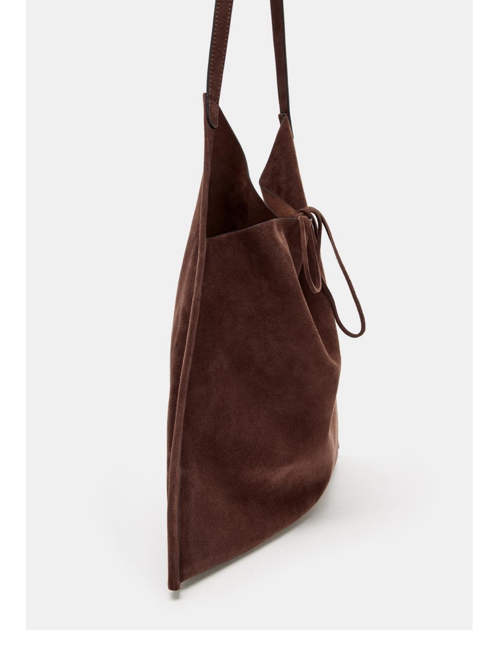 Zara Suede Leather Flat Hobo Shoulder Bag - Brown Original price $189 - Picture 4 of 7